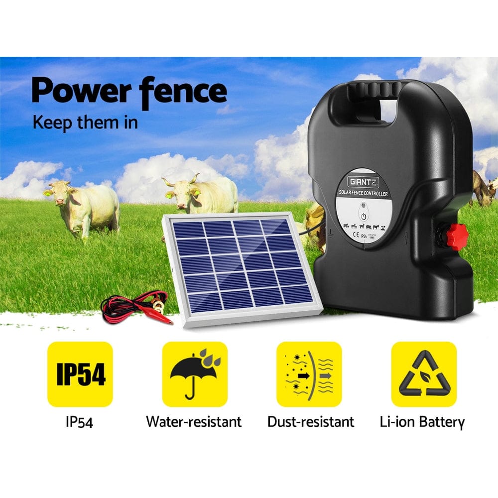 Pet Care > Farm Supplies Giantz Electric Fence Energiser Solar Fencing Energizer Charger Farm Animal 10km 0.5J