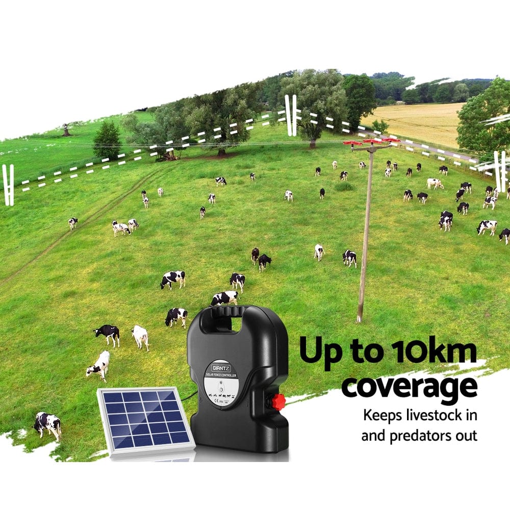 Pet Care > Farm Supplies Giantz Electric Fence Energiser Solar Fencing Energizer Charger Farm Animal 10km 0.5J