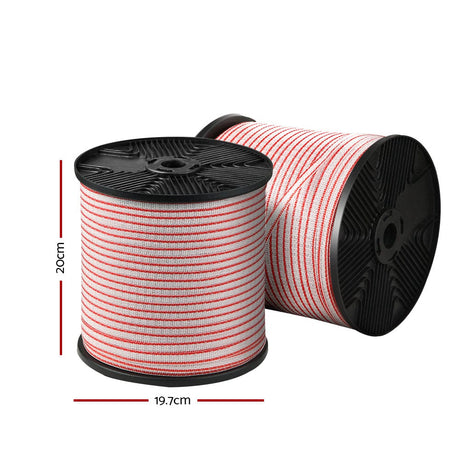 Pet Care > Farm Supplies Giantz Electric Fence Wire 400M Tape Fencing Roll Energiser Poly Stainless Steel