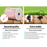 Pet Care > Farm Supplies Giantz Electric Fence Wire 500M Fencing Roll Energiser Poly Stainless Steel