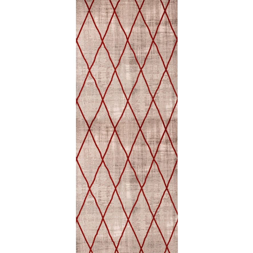 Rugs Opale Poly Rug 80X300 CROSS SILVER RED