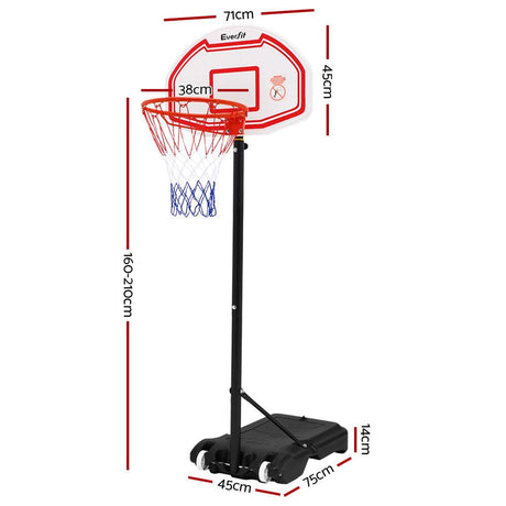 Sports & Fitness > Basketball & Accessories Pro Portable Basketball Stand System Hoop Height Adjustable Net Ring