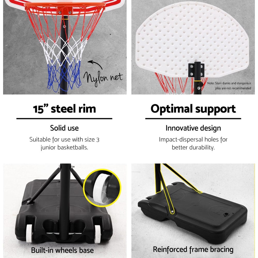 Sports & Fitness > Basketball & Accessories Pro Portable Basketball Stand System Hoop Height Adjustable Net Ring