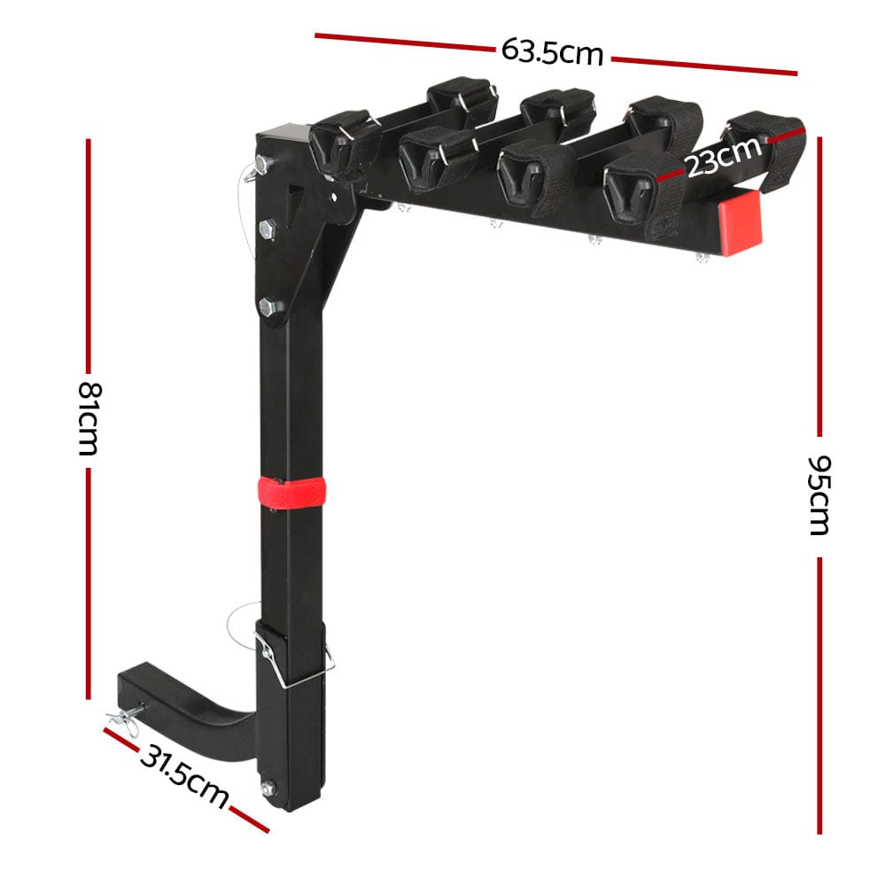 Sports & Fitness > Bikes & Accessories Giantz 4 Bicycle Bike Carrier Rack for Car Rear Hitch Mount 2" Foldable Black