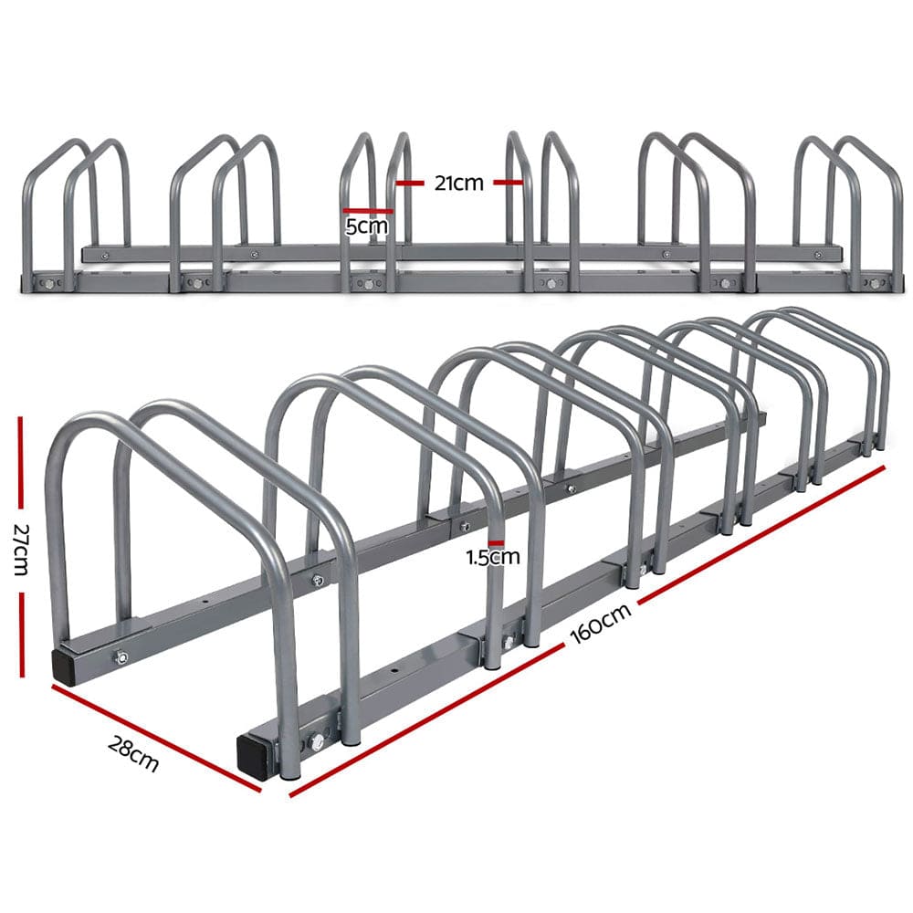 Sports & Fitness > Bikes & Accessories Weisshorn 6 Bike Stand Floor Bicycle Storage Silver