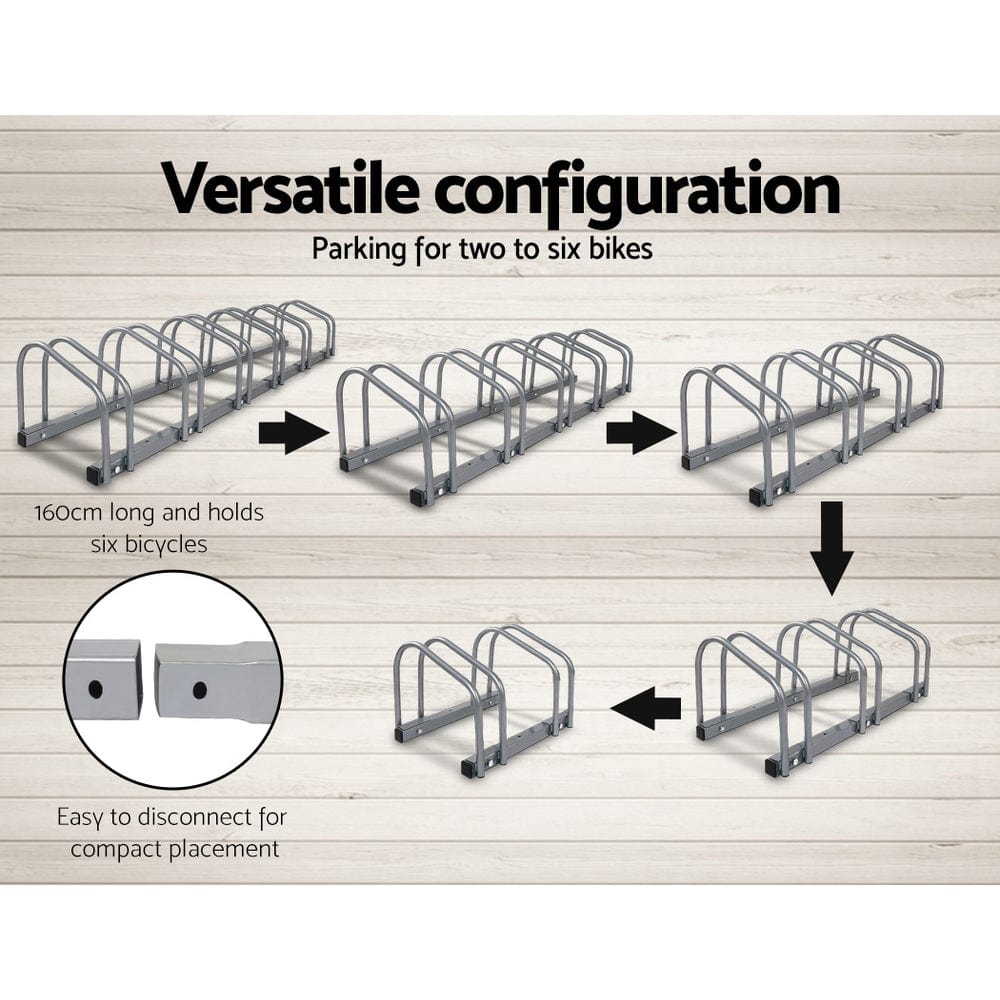 Sports & Fitness > Bikes & Accessories Weisshorn 6 Bike Stand Floor Bicycle Storage Silver