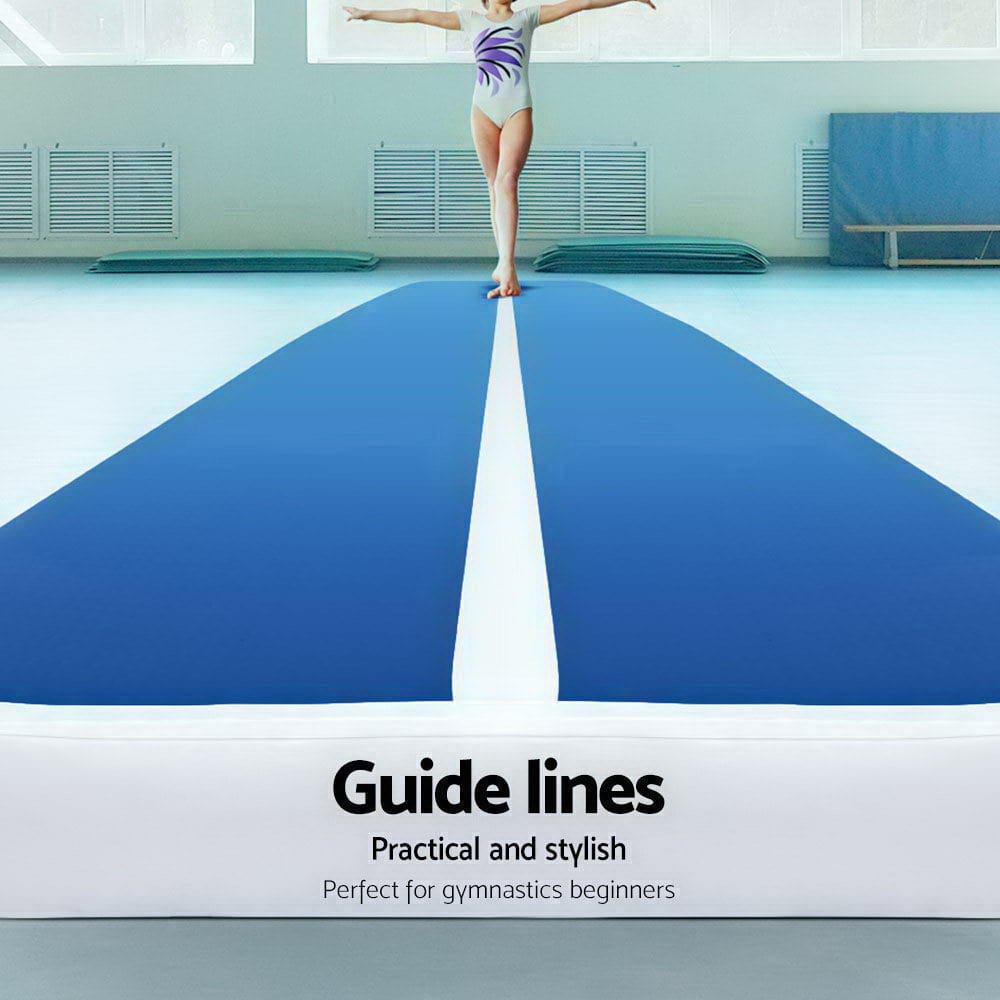 Sports & Fitness > Fitness Accessories 4m x 1m Inflatable Air Track Mat 20cm Thick Gymnastic Tumbling Blue And White