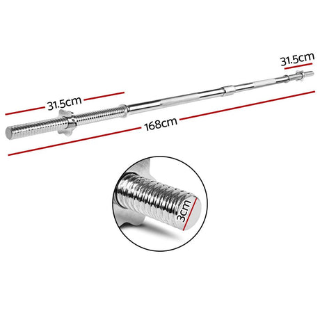 Sports & Fitness > Fitness Accessories 5.5FT Barbell Bar Steel Fitness Exercise Weight Press Gym Home 168CM