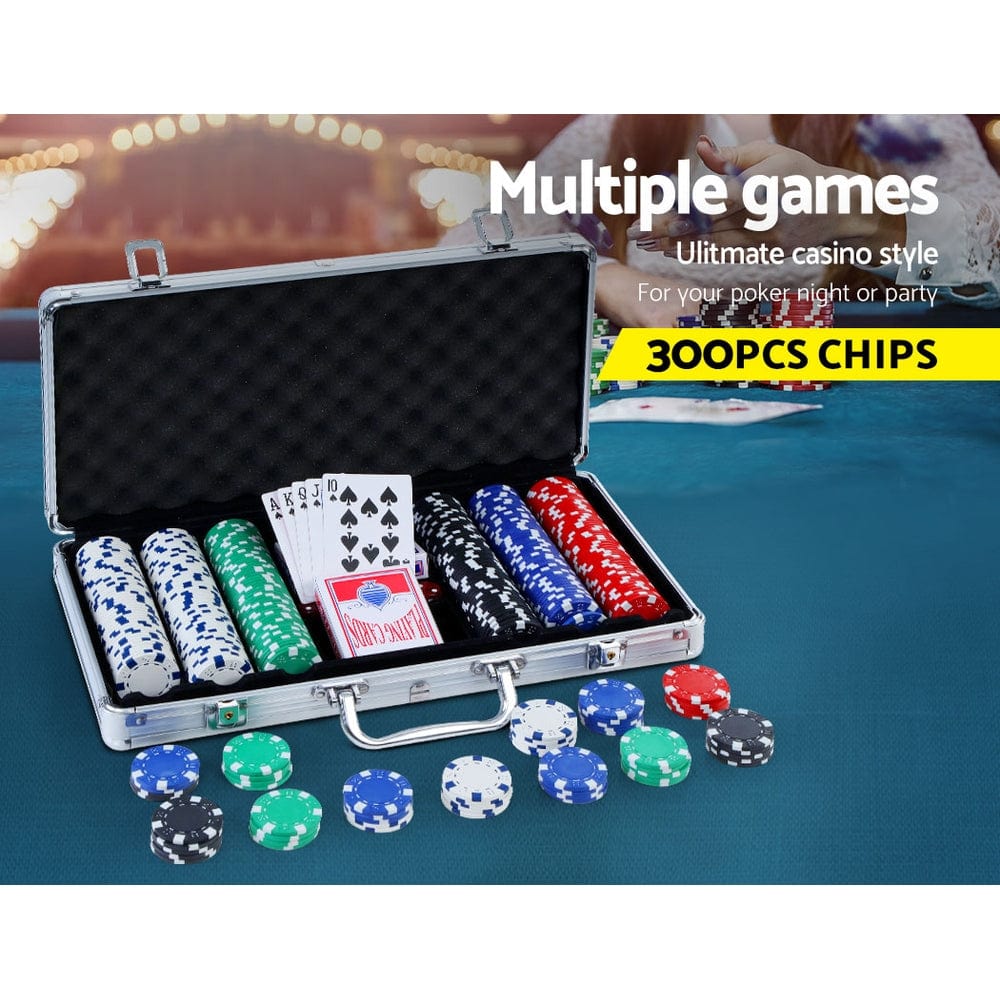 Sports & Fitness > Fitness Accessories Poker Chip Set 300PC Chips TEXAS HOLD'EM Casino Gambling Dice Cards