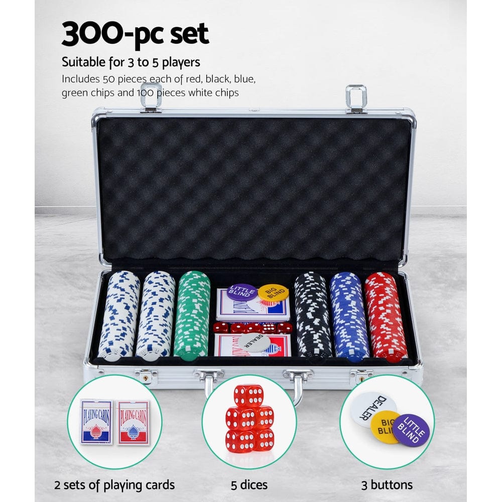 Sports & Fitness > Fitness Accessories Poker Chip Set 300PC Chips TEXAS HOLD'EM Casino Gambling Dice Cards