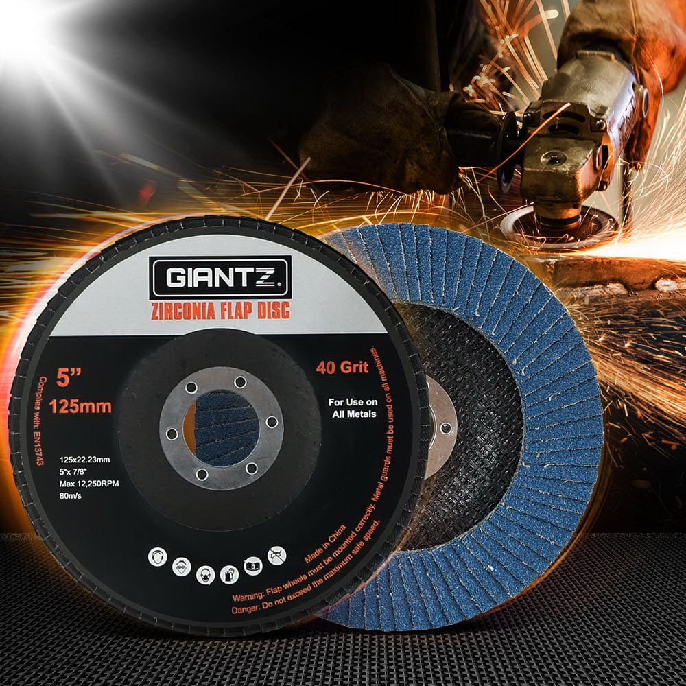 Tools > Industrial Tools Giantz 10 PCS Zirconia Sanding Flap Disc 5" 125mm 40Grit Angle Grinding Wheel