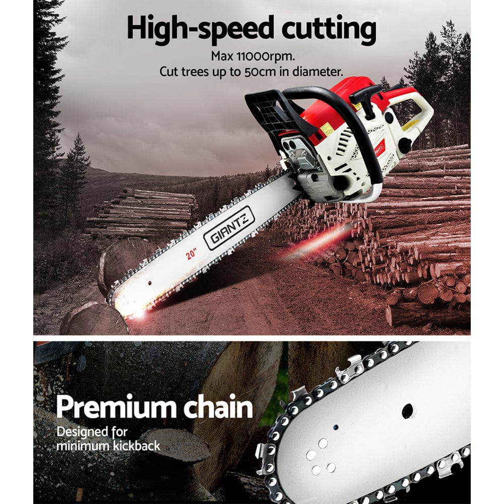 Tools > Industrial Tools Giantz 62CC Chainsaw Commercial Petrol 20" Bar E-Start 20 Bar Pruning Chain Saw