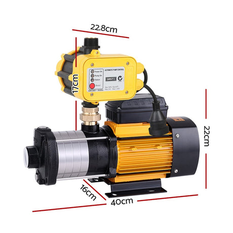 Tools > Pumps Giantz Multi Stage Water Pump Pressure Rain Tank Garden Farm House Irrigation 2000W Yellow Controller