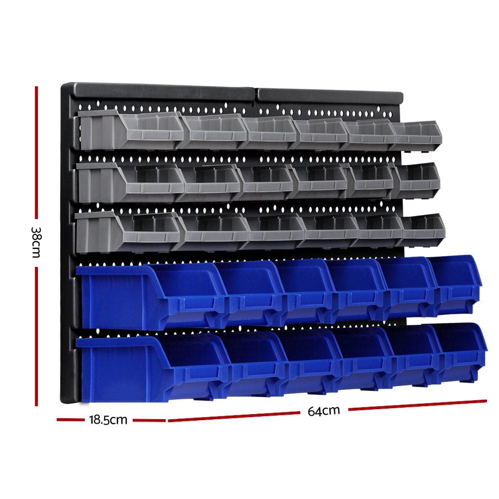 Tools > Tools Storage Giantz 30 Bin Wall Mounted Rack Storage Organiser