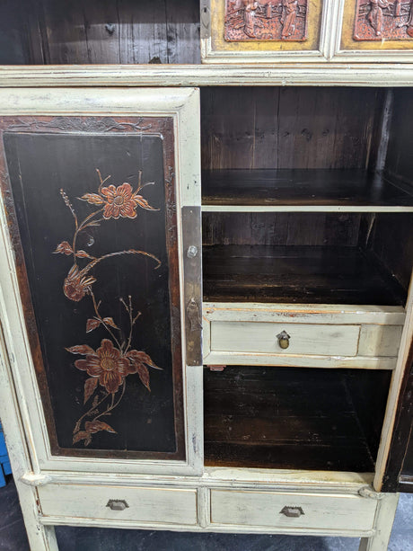 Antique Handcarved Rustic Cabinet