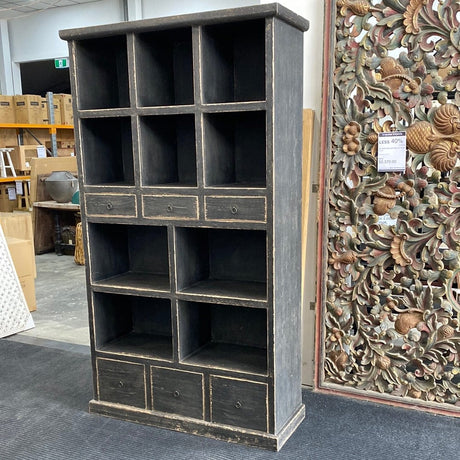Bookcase Black Recycled Elm Wood Bookshelf