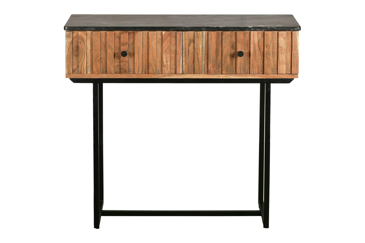 GROOVE 2 DRAWER CONSOLE - BLACK MARBLE TOP