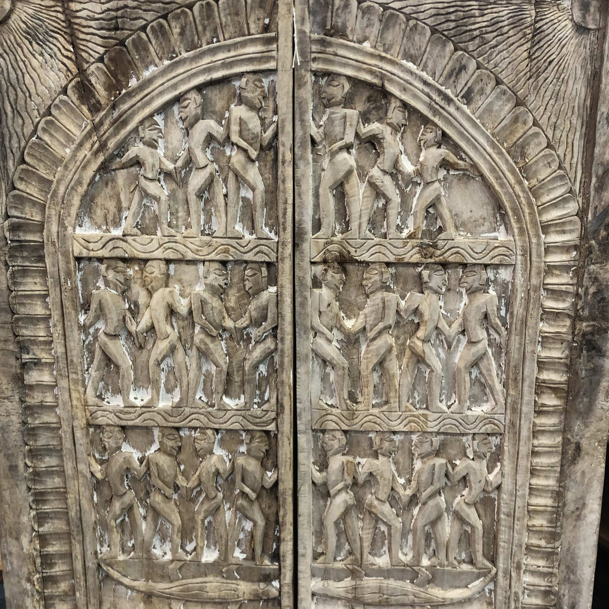 Home Decor Indian Handmade Door Panel Ornate Anqitue Carved Wooden Art Panel from India - Impulse Imports