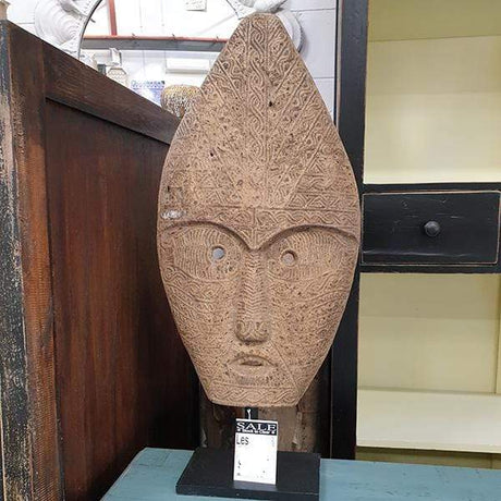 Home Decor Large Timor Wooden Mask Art (Pointed Top)
