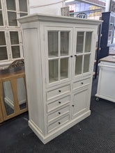 Load image into Gallery viewer, White Recycled Wood Rustic White Glass Cabinet
