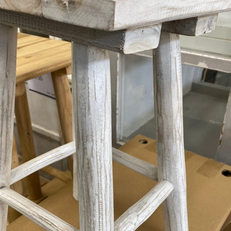 Recycled Wood Stool - Whitewash