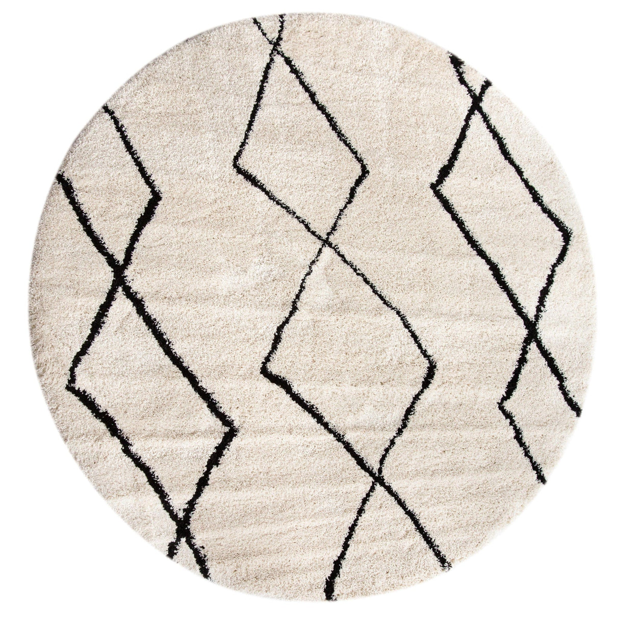 Rugs 160X160cm Nomadic Round Poly Rug 160X160 CREAM/BLACK