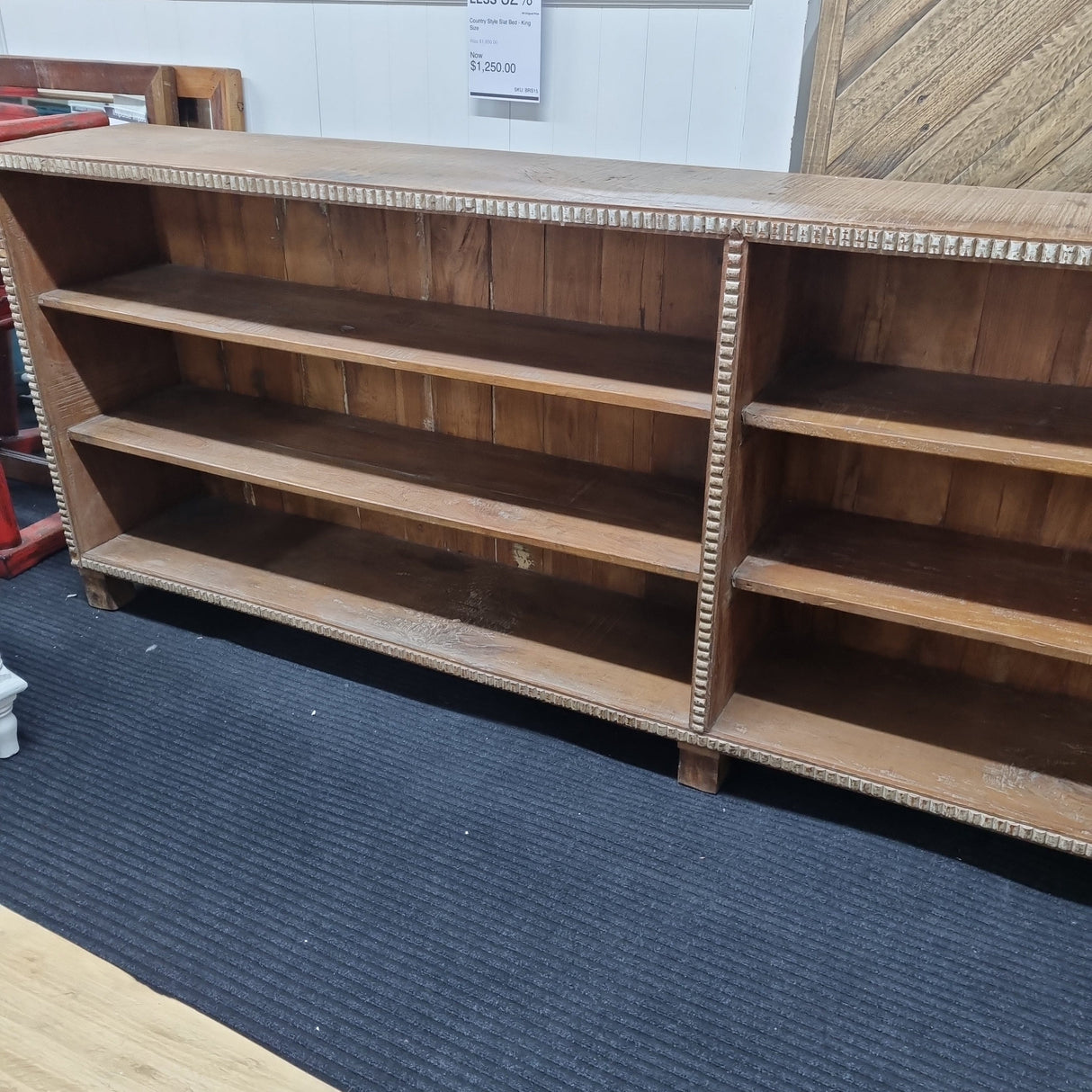 Sideboards/Consoles XL Low Bookcase. (Village made from India) Premium quality wooden book shelf